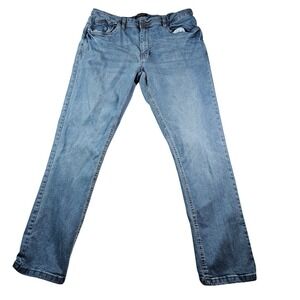 Abstract Jeans Men 36x30 Blue Slim Straight Leg Stretch Button & Zip Fly Classic